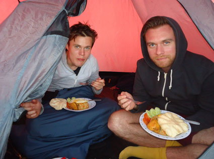 Complete meal on Mount Rinjani