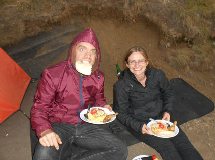 Complete meal on Mount Rinjani