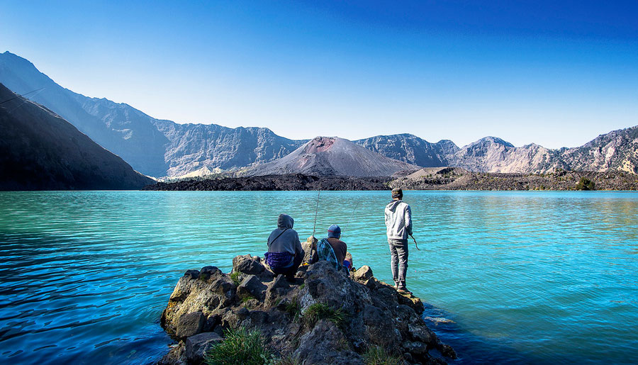 Lake Segara Anak altitude 2000 meters Mount Rinjani